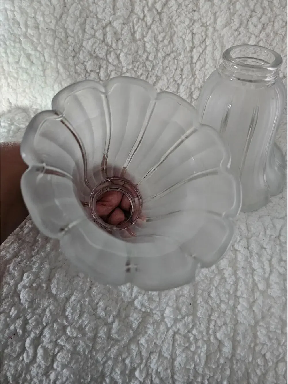 (2pc) Vintage Fluted Frosted Glass Tulip Light Fixture Globe 5.5
